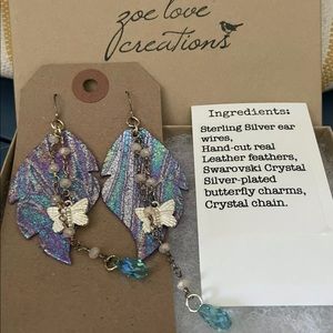 Handcrafted Earrings made by Zoe Love Creations Dangle with Dragonflies Shimmery